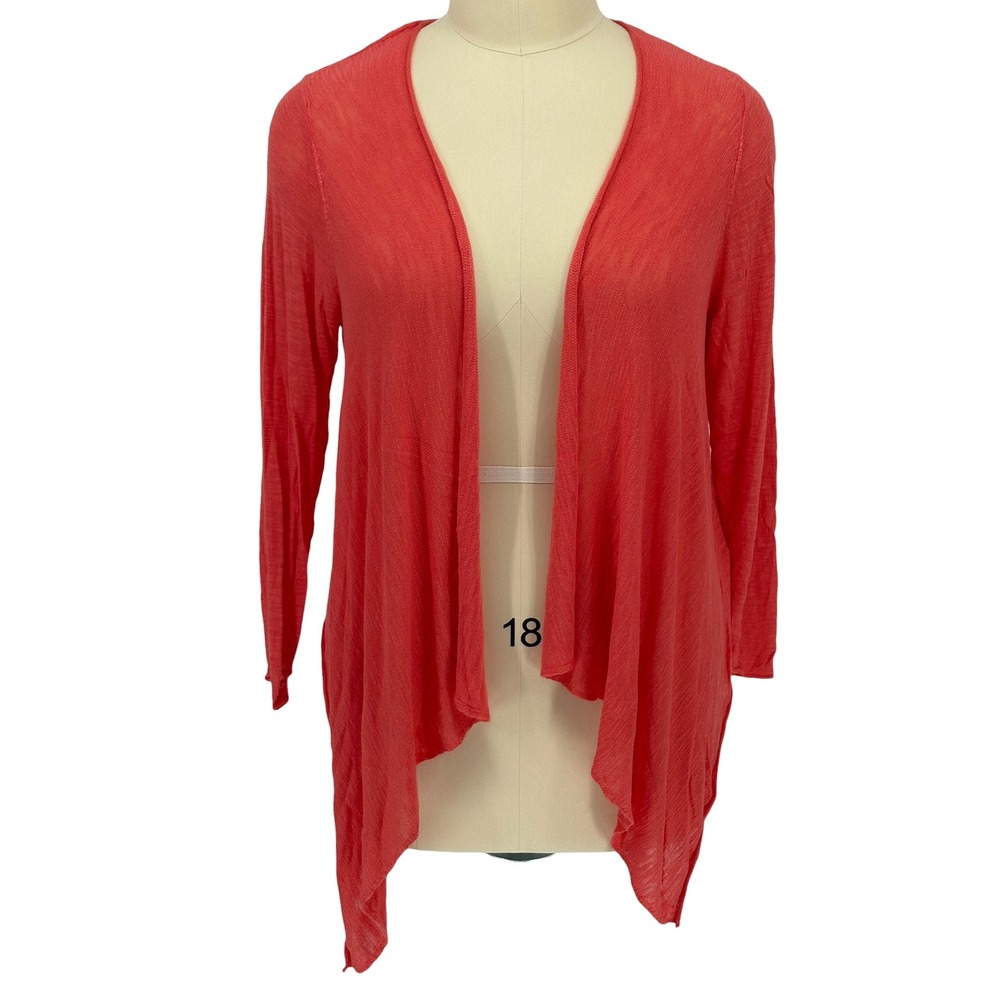 Torrid Cardigan Coral Slub Knit Sharkbite Hem Open Front 1
